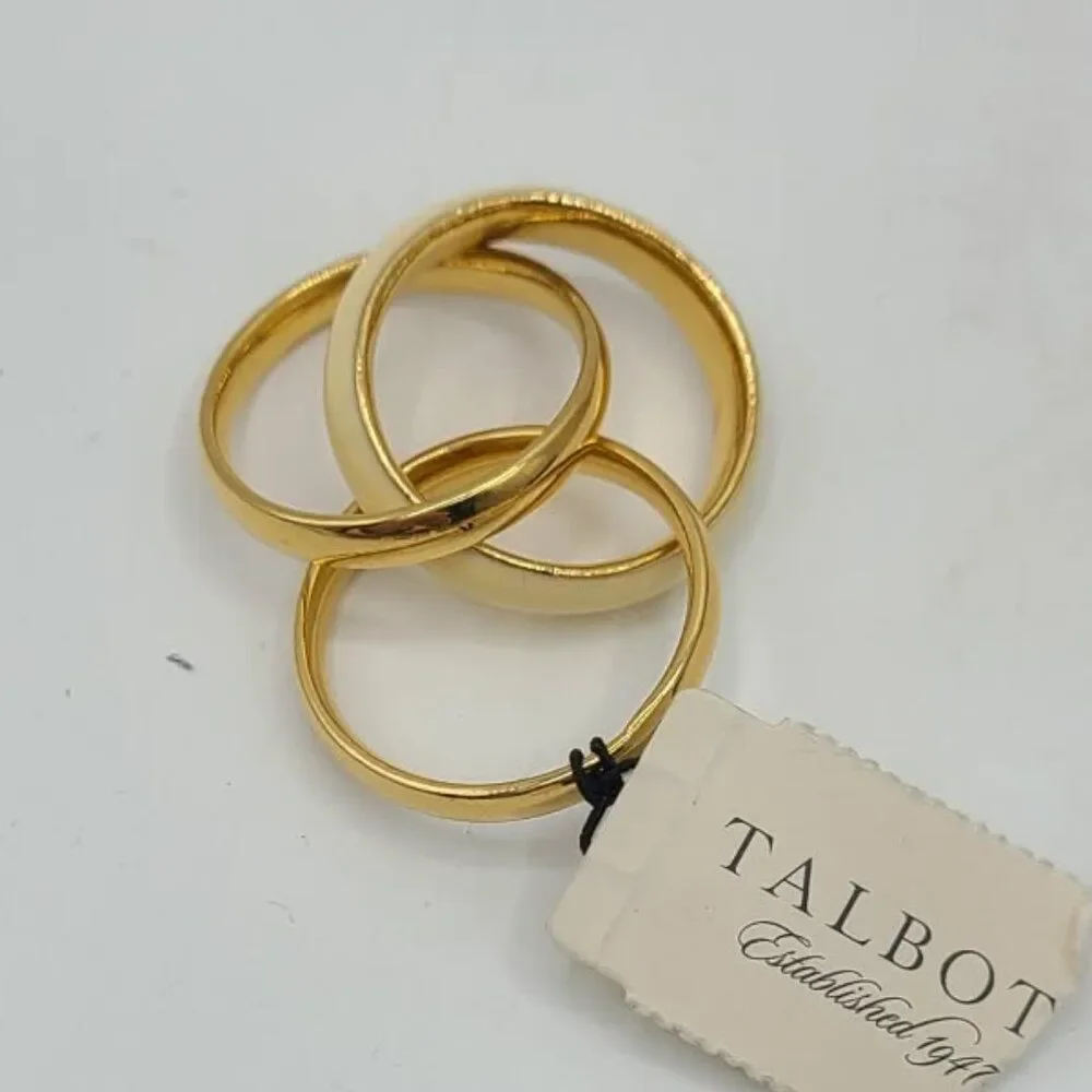 Talbots Gold Tone Off White Enamel Trinity Ring size 10? NWT!